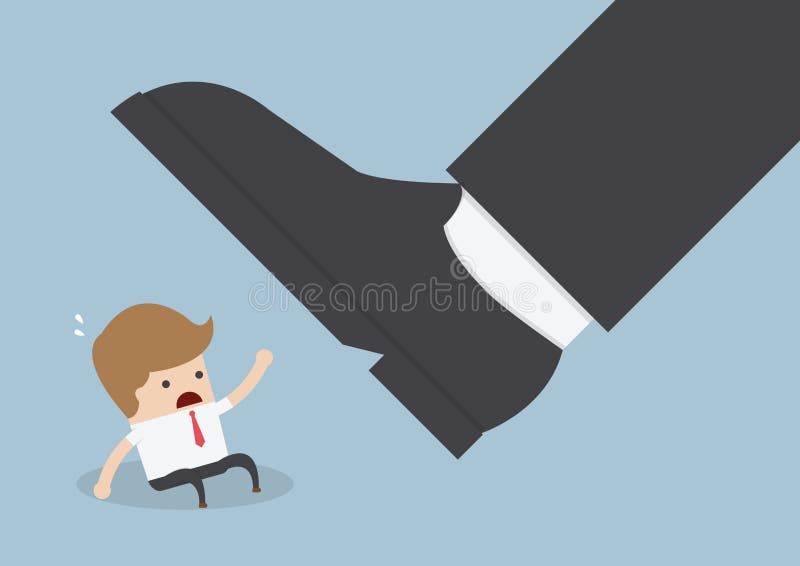 Businessman under the giant foot royalty free illustration Businessman under the giant foot royalty free illustration