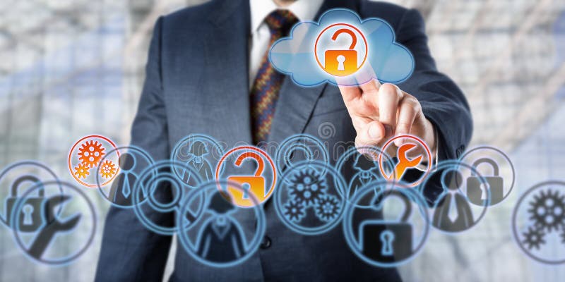 Businessman Unlocking Access To Managed Services royalty free stock photos