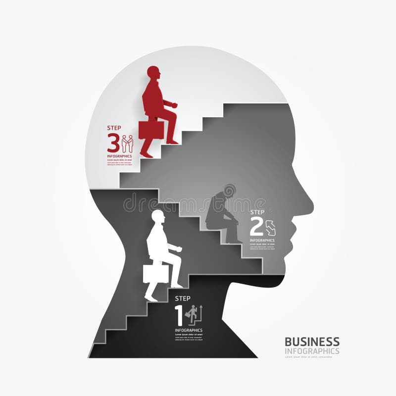 Businessman up the Ladder paper cut style template.