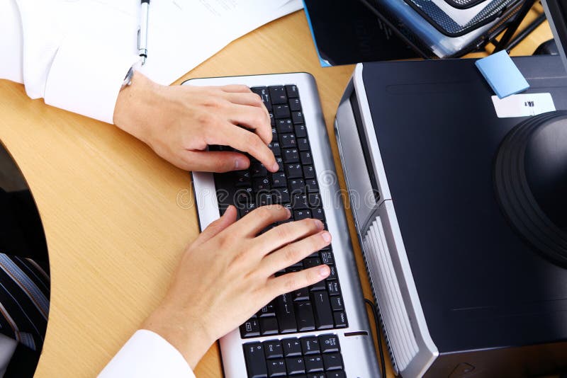 Businessman uses personal computer