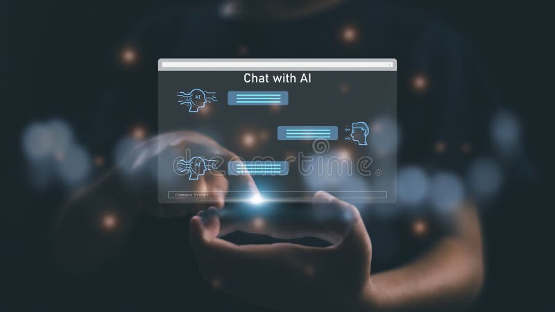Businessman using chatbot in smartphone intelligence Ai. Chat with AI Artificial Intelligence, developed by OpenAI generate. Futuristic technology, robots in online system.