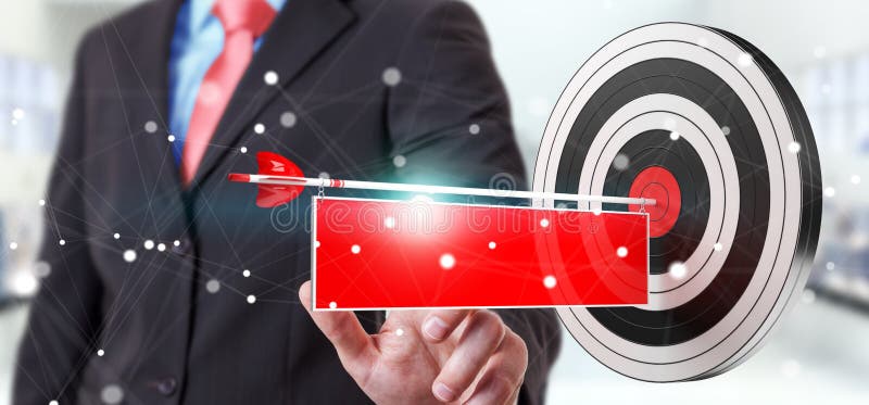 Businessman using 3D rendering target stock illustration