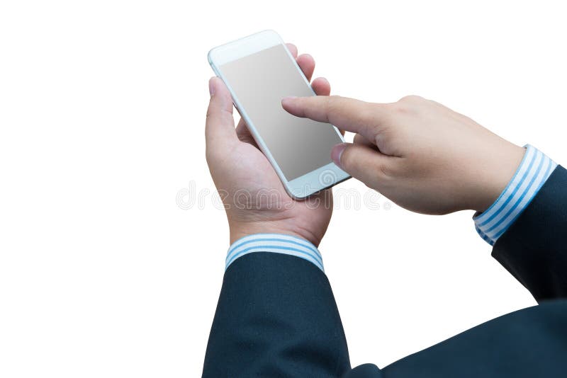Businessman using mobile smartphone stock photos