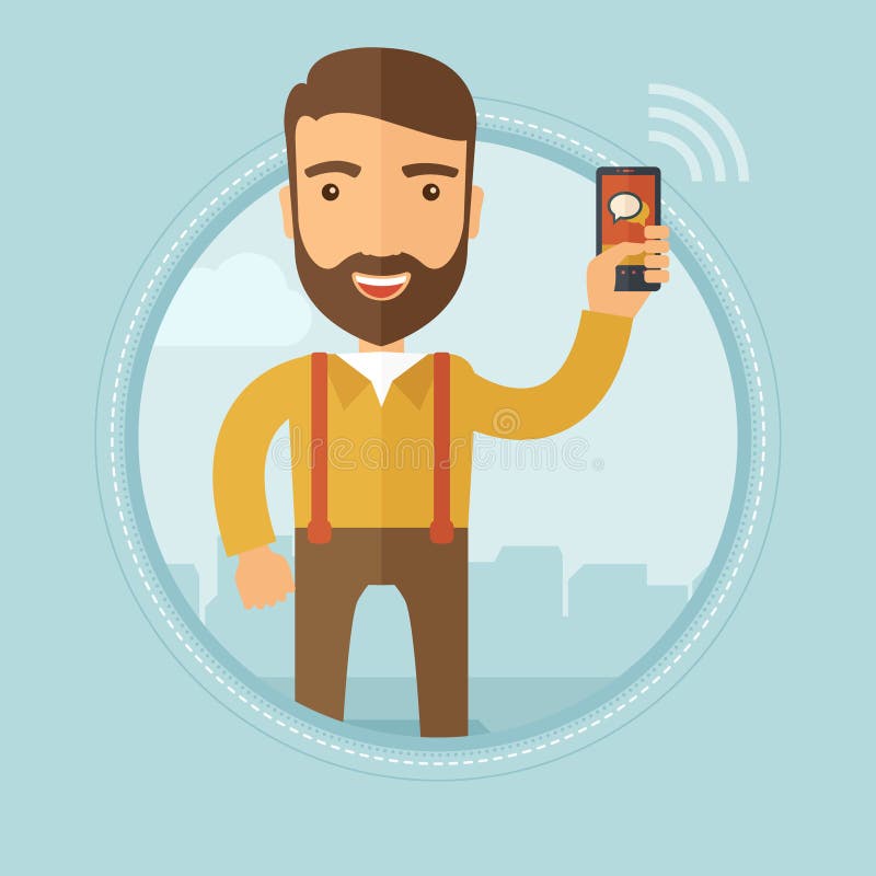 Businessman using smartphone vector illustration. stock illustration Businessman using smartphone vector illustration. stock illustration