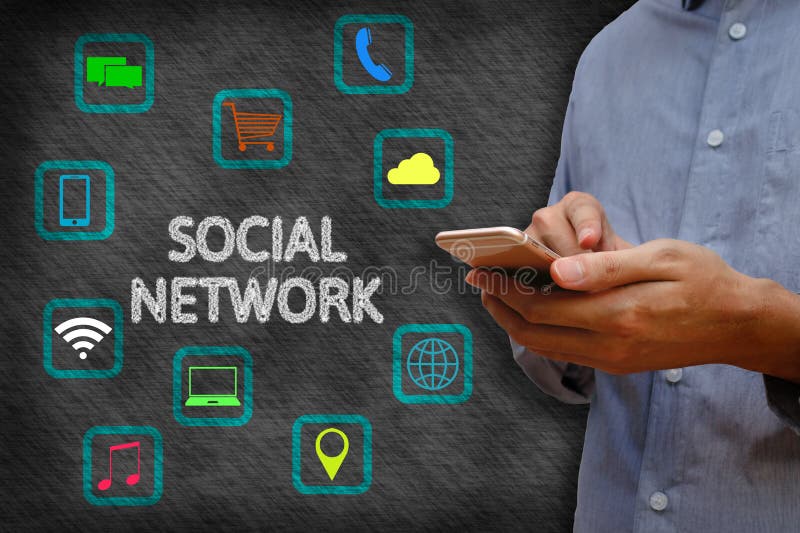 Businessman using smartphone with wireless internet of things, Social Network Concept