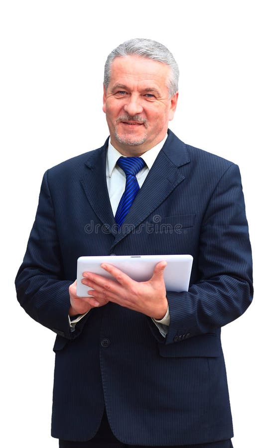 businessman using tablet computer