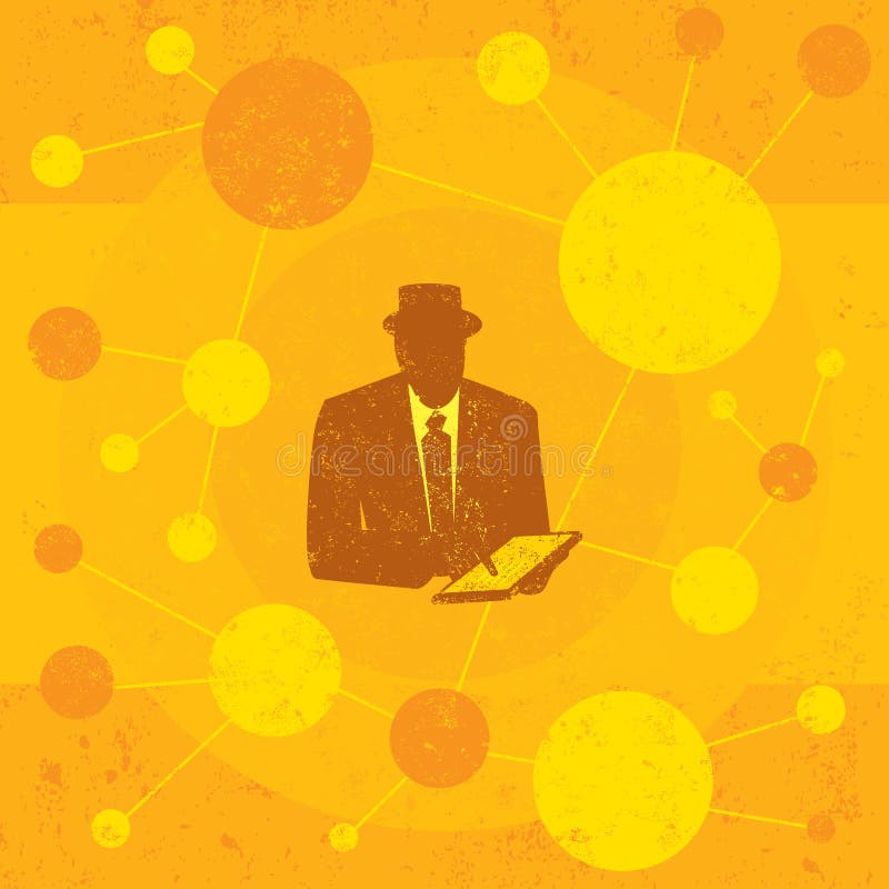 Businessman using a tablet computer vector illustration