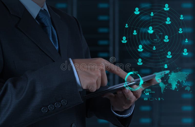 businessman using tablet computer shows internet and social network as concept stock photography businessman using tablet computer shows internet and social network as concept stock photography