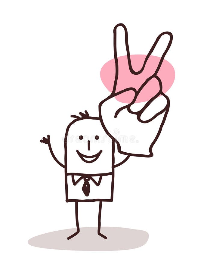 Businessman with victory sign stock illustration Businessman with victory sign stock illustration