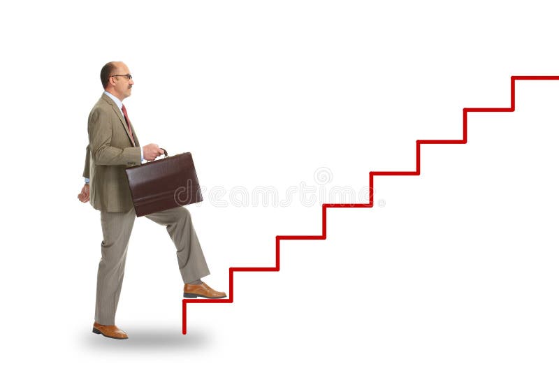 Businessman walking on drawing stairs