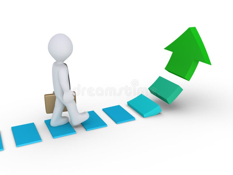 Businessman walking on rising arrow vector illustration