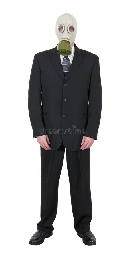 Businessman Wearing Gas Mask, Pollution Global Warming Isolated royalty free stock photography Businessman Wearing Gas Mask, Pollution Global Warming Isolated royalty free stock photography