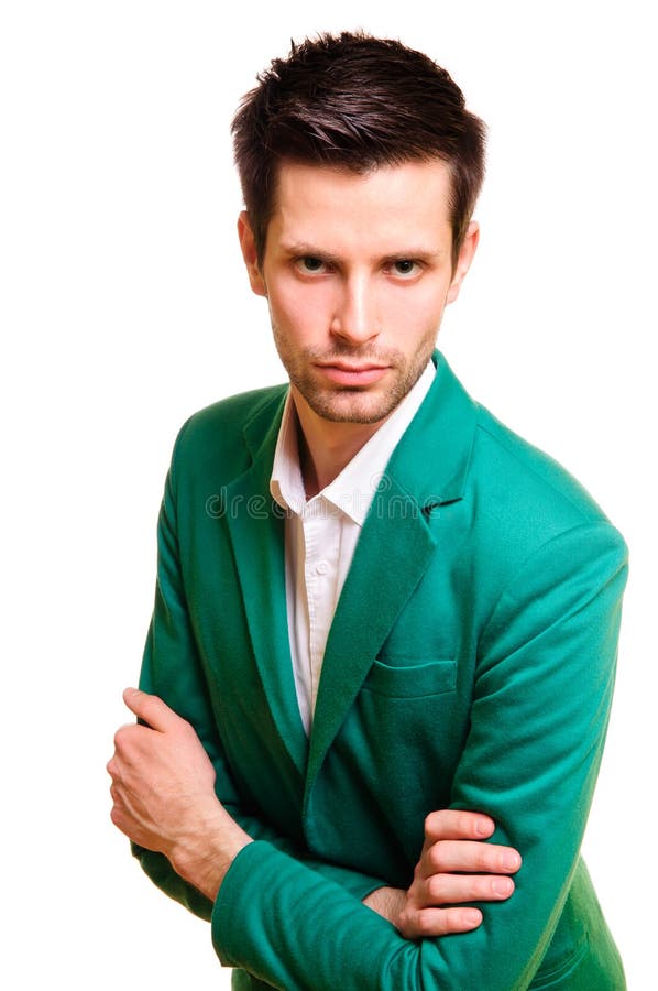 Businessman In A White Shirt And Green Jacket Stock Photo Image of
