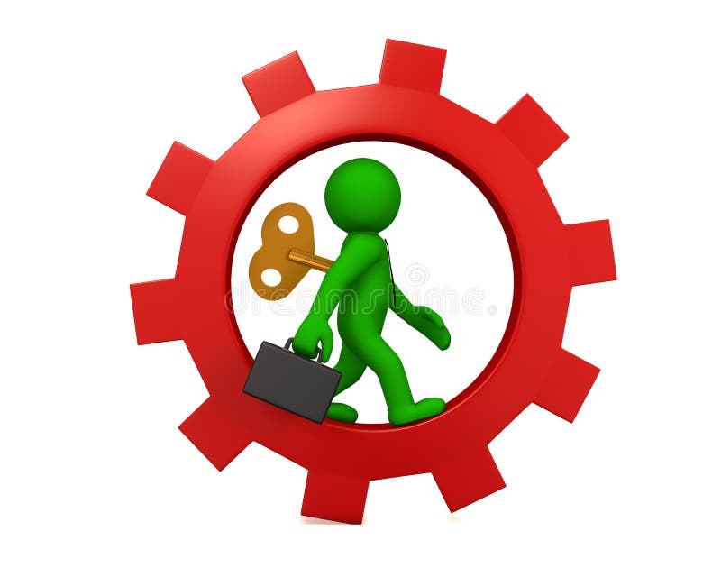 Businessman with windup stock illustration. Illustration of puppet