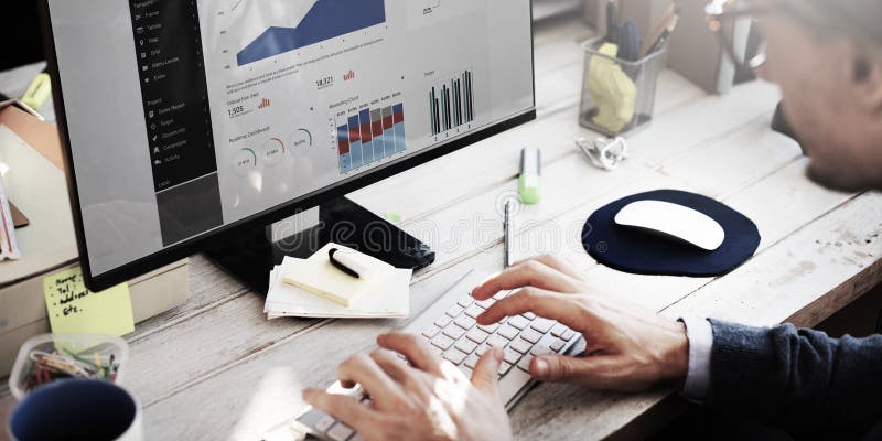 Businessman Working Dashboard Strategy Research Concept stock photos