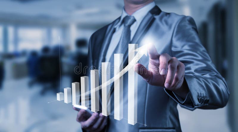 Businessman working with digital chart, business improvement con