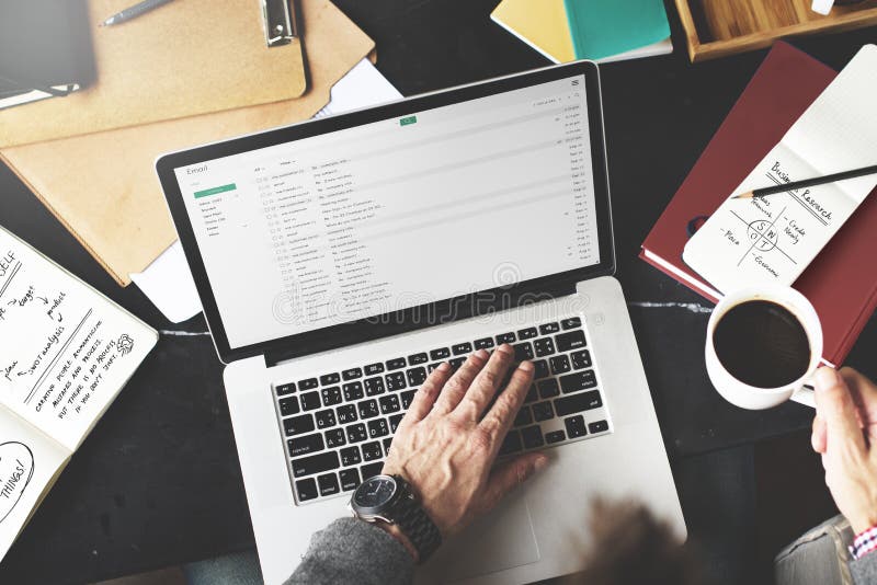 Businessman Working Email Writing Workplace Concept royalty free stock image