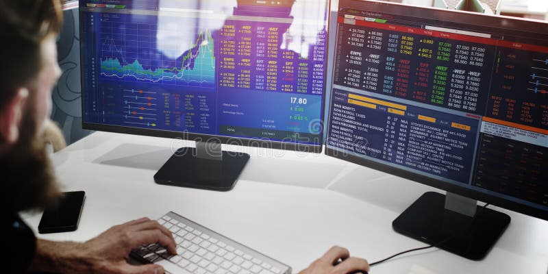 Businessman Working Finance Trading Stock Concept royalty free stock images