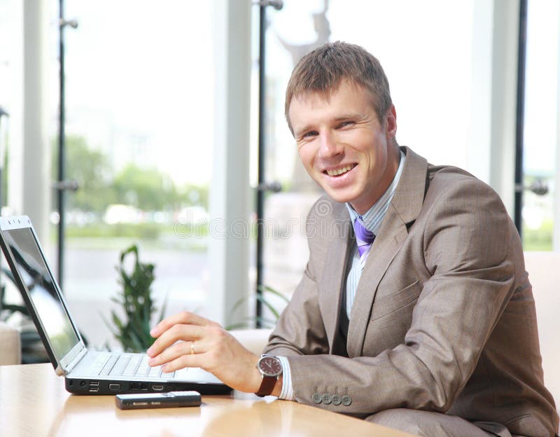 Businessman working on laptop