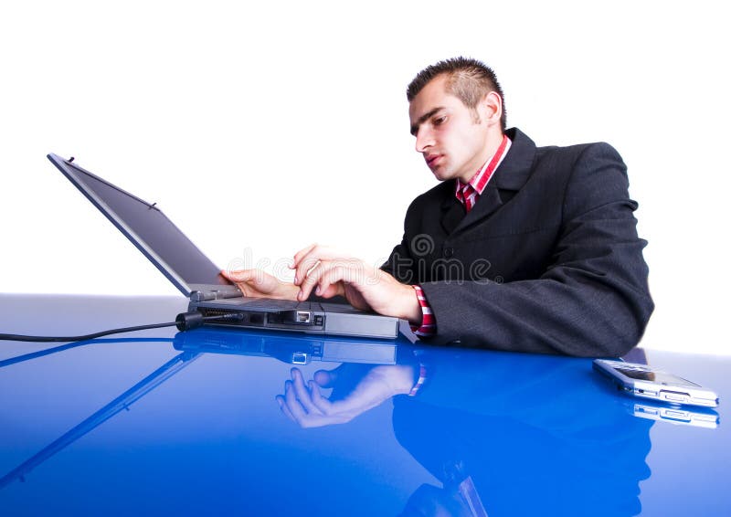 Businessman working on laptop