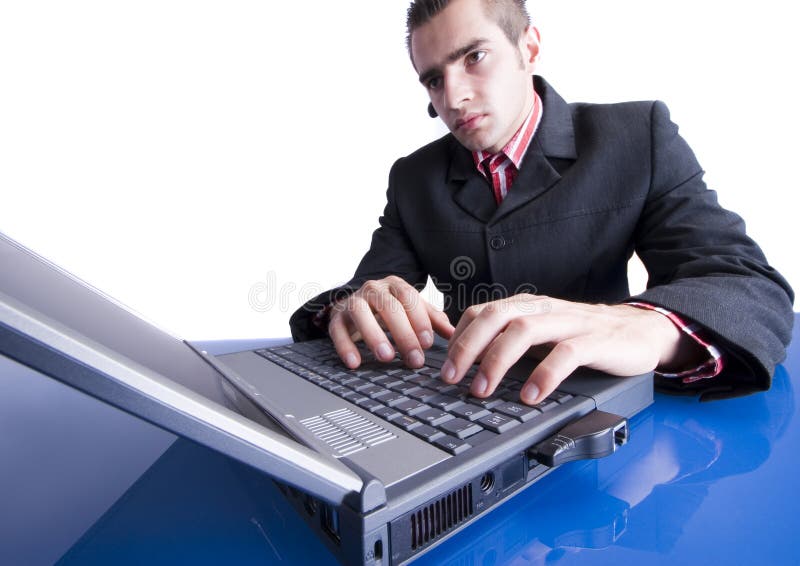 Businessman working on laptop