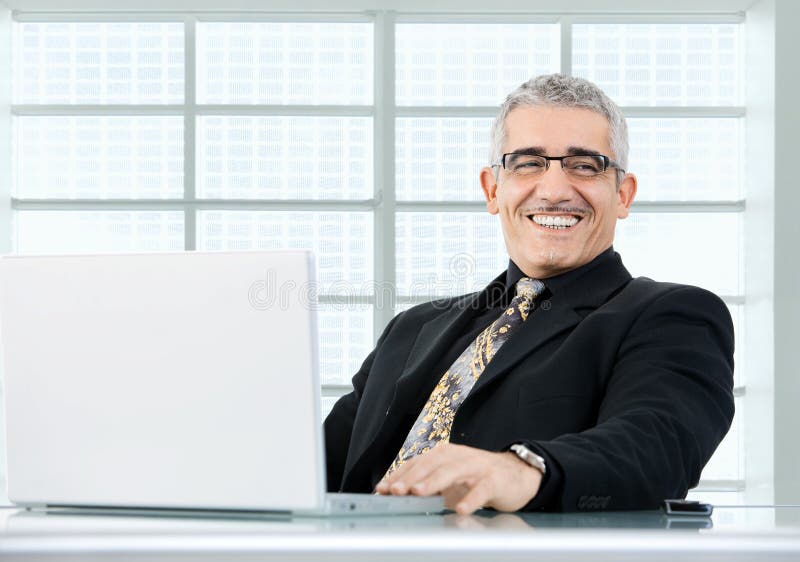Businessman working on laptop royalty free stock photo
