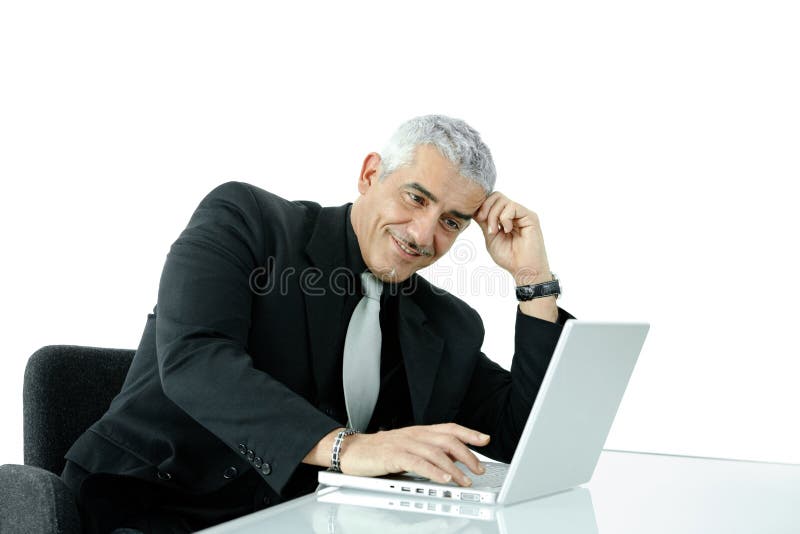 Businessman working on laptop stock photography