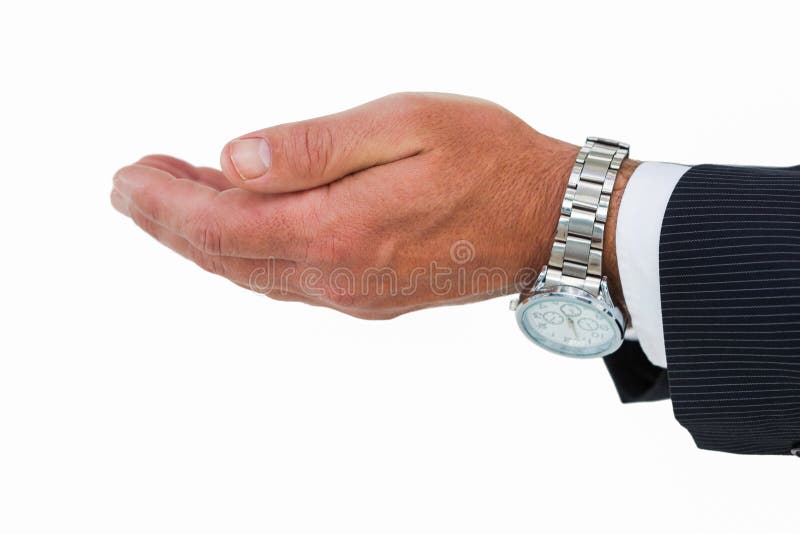 Businessman with Wrist Watch and Hands Out Stock Image Image of suit