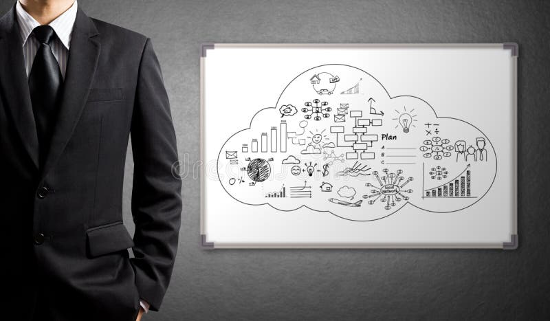 Businessman write some ideas on whiteboard stock photo Businessman write some ideas on whiteboard stock photo