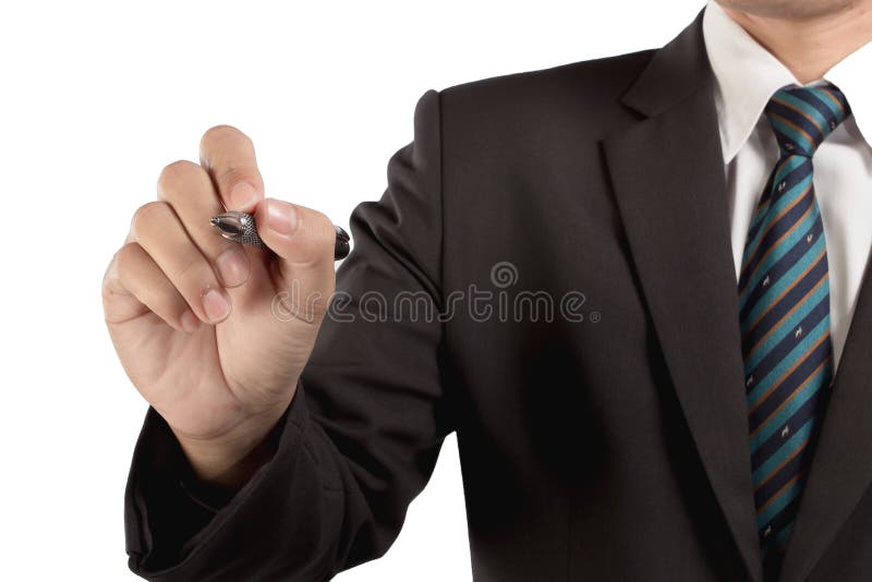 Businessman writing, drawing on the screen stock photography Businessman writing, drawing on the screen stock photography
