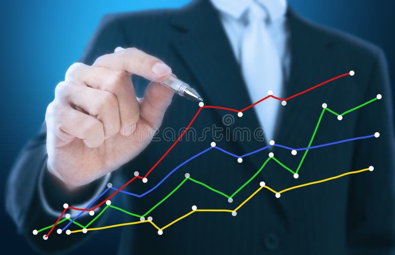 Businessman writing graph royalty free stock photos