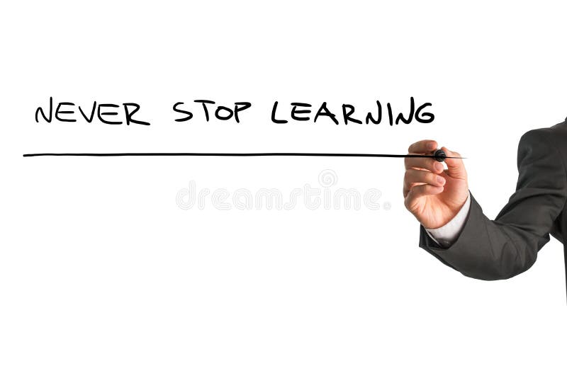 Businessman writing - Never stop learning