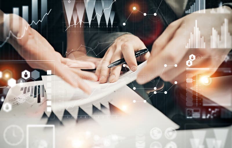 Businessmans crew working banking investment project modern office.Man holding pen for sign documents. Worldwide stock image Businessmans crew working banking investment project modern office.Man holding pen for sign documents. Worldwide stock image