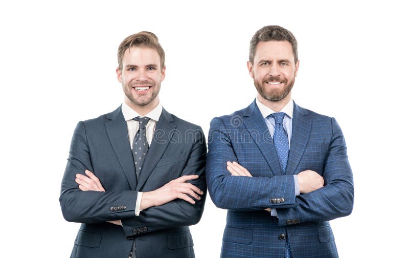 Businessmen Isolated on White. Boss and Employee. Confident Business ...