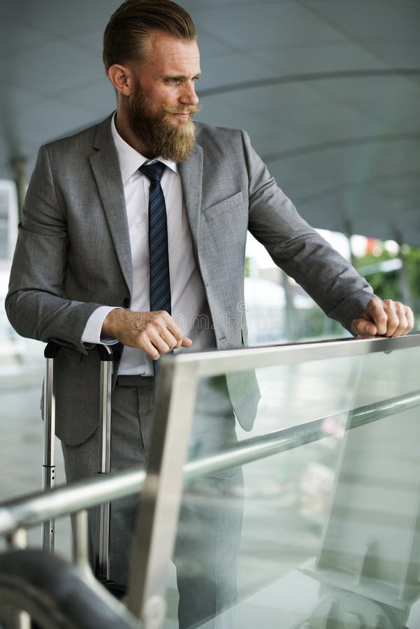 Businessmen Luggage Business Trip Wait Stock Photo - Image of people ...