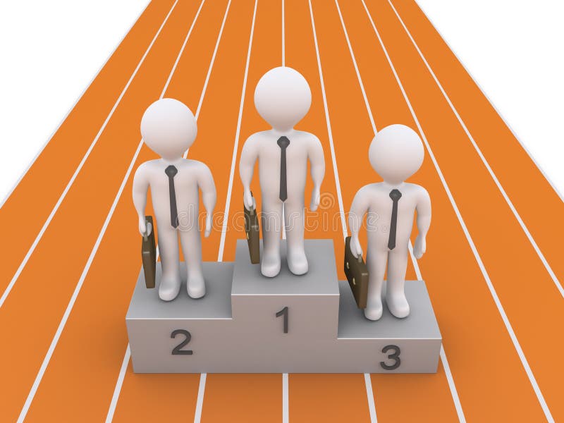 Businessmen are on Podium after the Race Stock Illustration