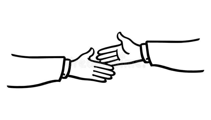Businessmen Reach Out For Handshake Outline Illustration Stock Illustration Illustration Of Hands Male