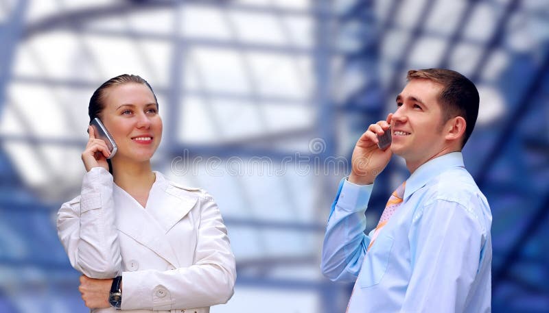 Businessmens calling by phone