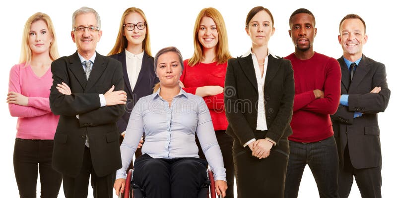 Businesspeople and office workers of different generations stock image