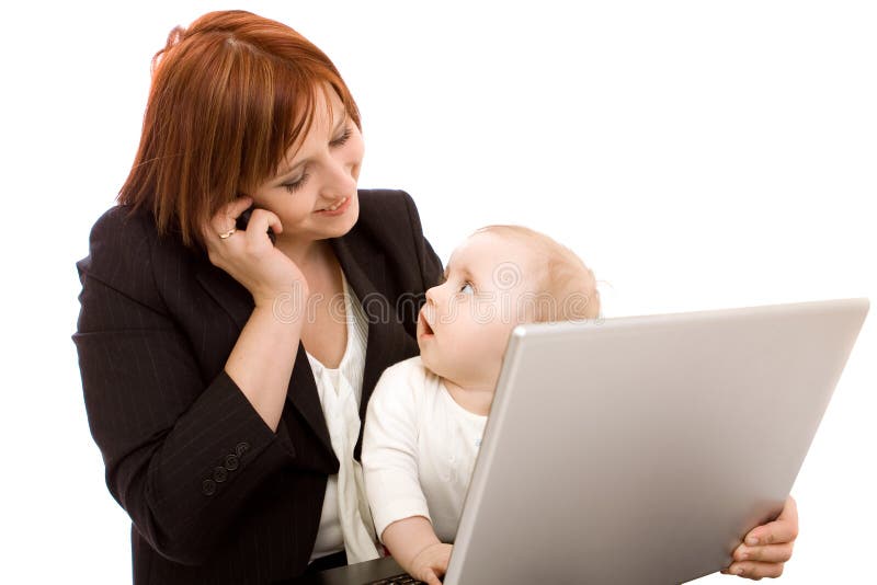 Businesswoman with baby