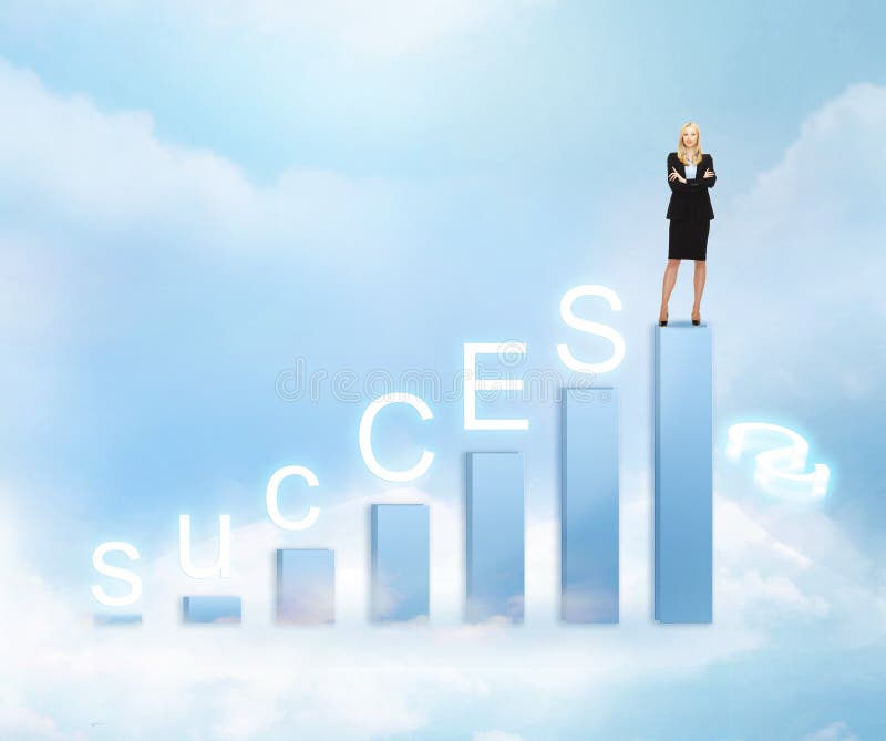 Businesswoman with big 3d chart. Business, success and graphs concept - businesswoman with big 3d chart royalty free stock photo Businesswoman with big 3d chart. Business, success and graphs concept - businesswoman with big 3d chart royalty free stock photo