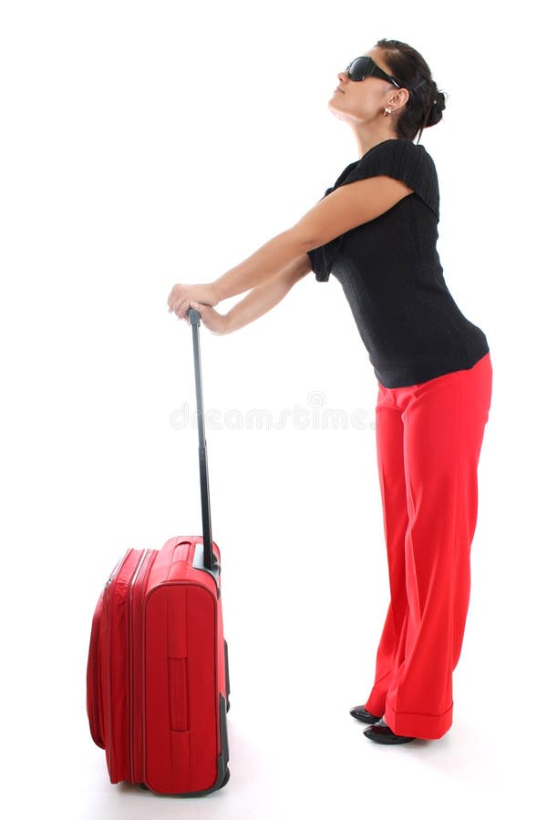 Businesswoman with Big Suitcase Stock Image Image of girl, beautiful
