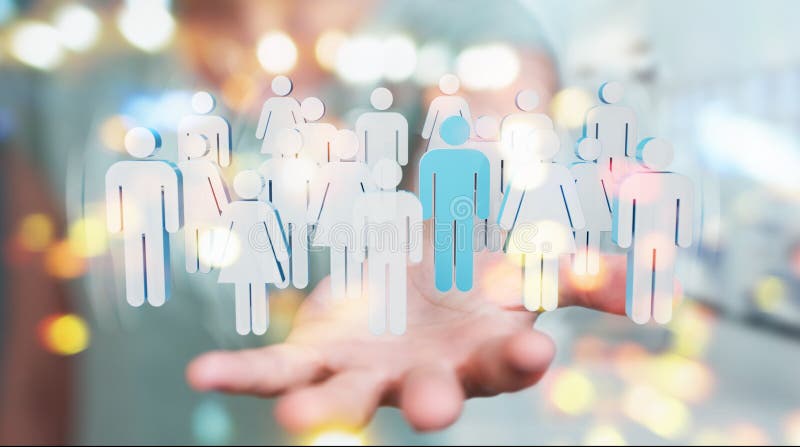 Businesswoman holding group of people 3D rendering royalty free illustration Businesswoman holding group of people 3D rendering royalty free illustration
