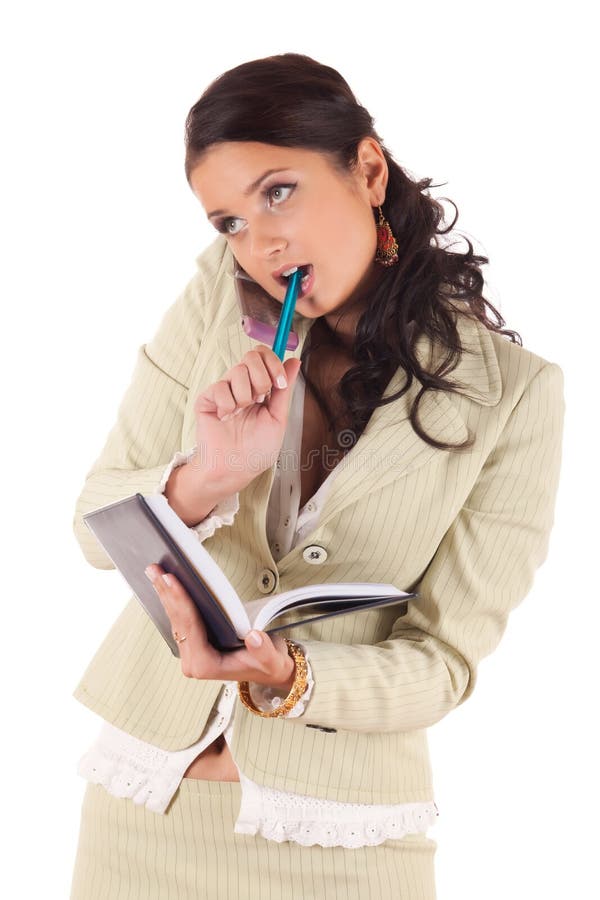 Businesswoman with cell phone and diary