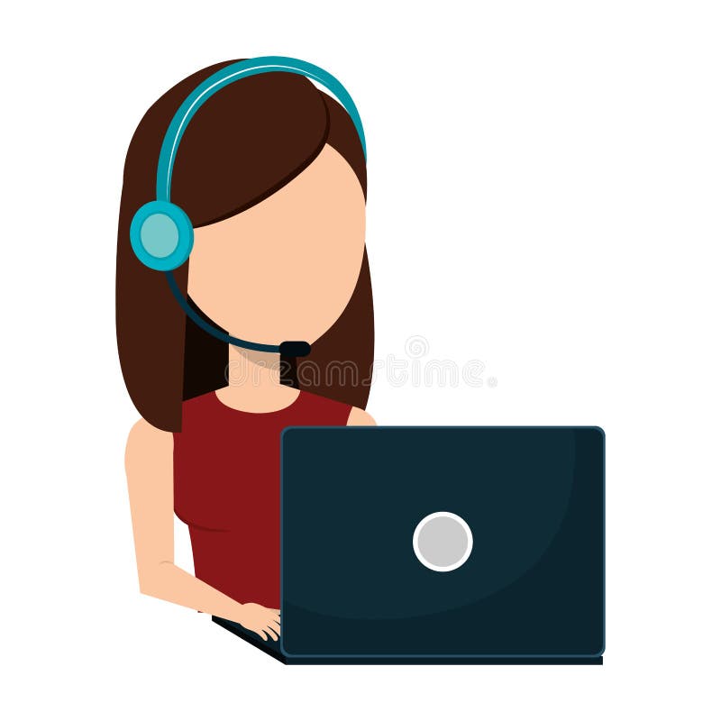 Businesswoman character operator call center icon royalty free illustration