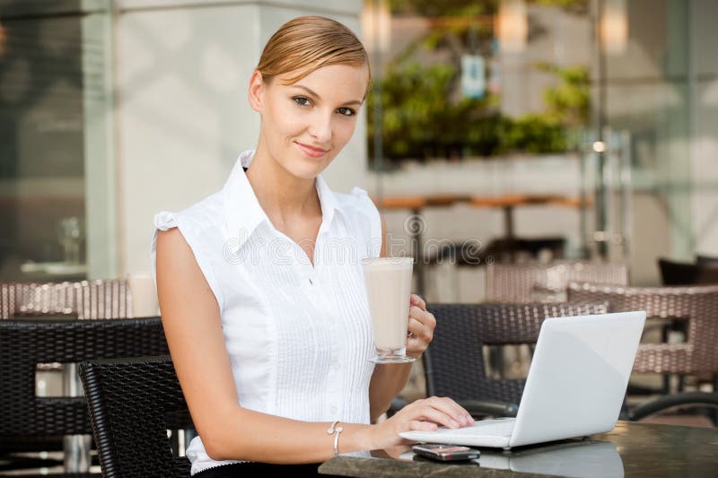 Businesswoman With Coffee & Laptop