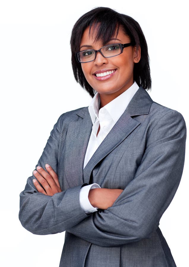 Businesswoman with folded arms wearing glasses stock images Businesswoman with folded arms wearing glasses stock images