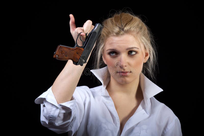 Businesswoman with gun