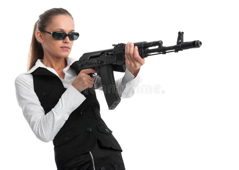 Businesswoman with a gun