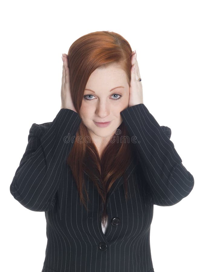 Businesswoman - hear no evil royalty free stock image Businesswoman - hear no evil royalty free stock image